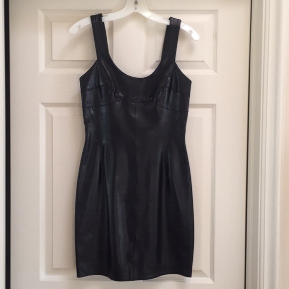 claude montana Dresses & Skirts - Vintage Claude Montana Black Leather Dress Size 38